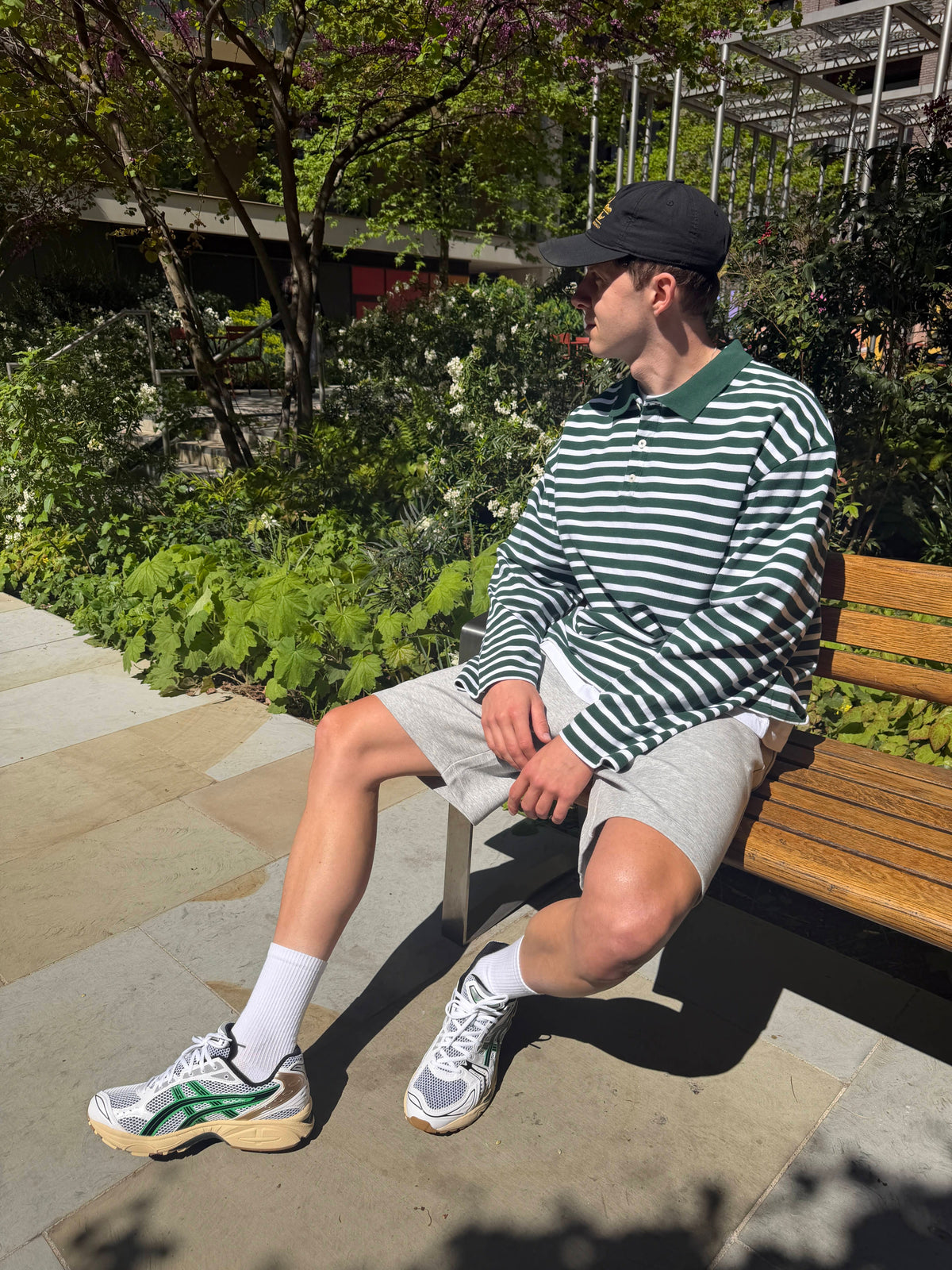 Summit Pique Long Sleeve Polo 'Forest White'